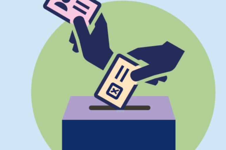Polling card into ballot box infographic