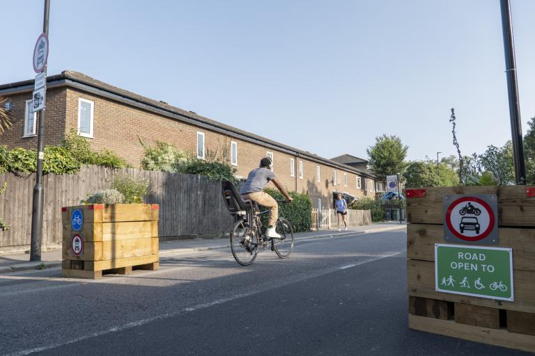 A man on a bicycle