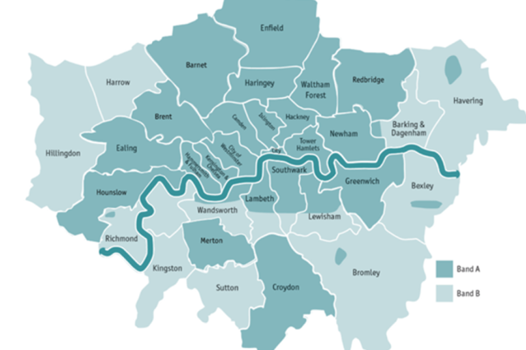 Map of current banding levels across London