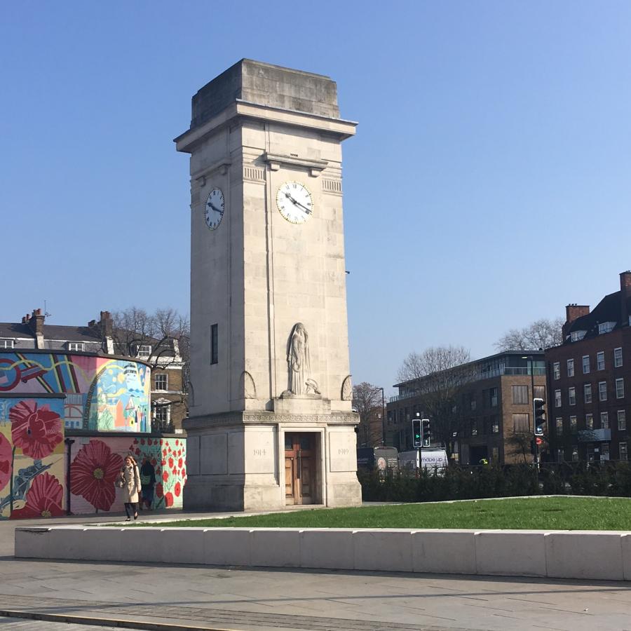 View of memorial in Stockwell Memorial Gardens