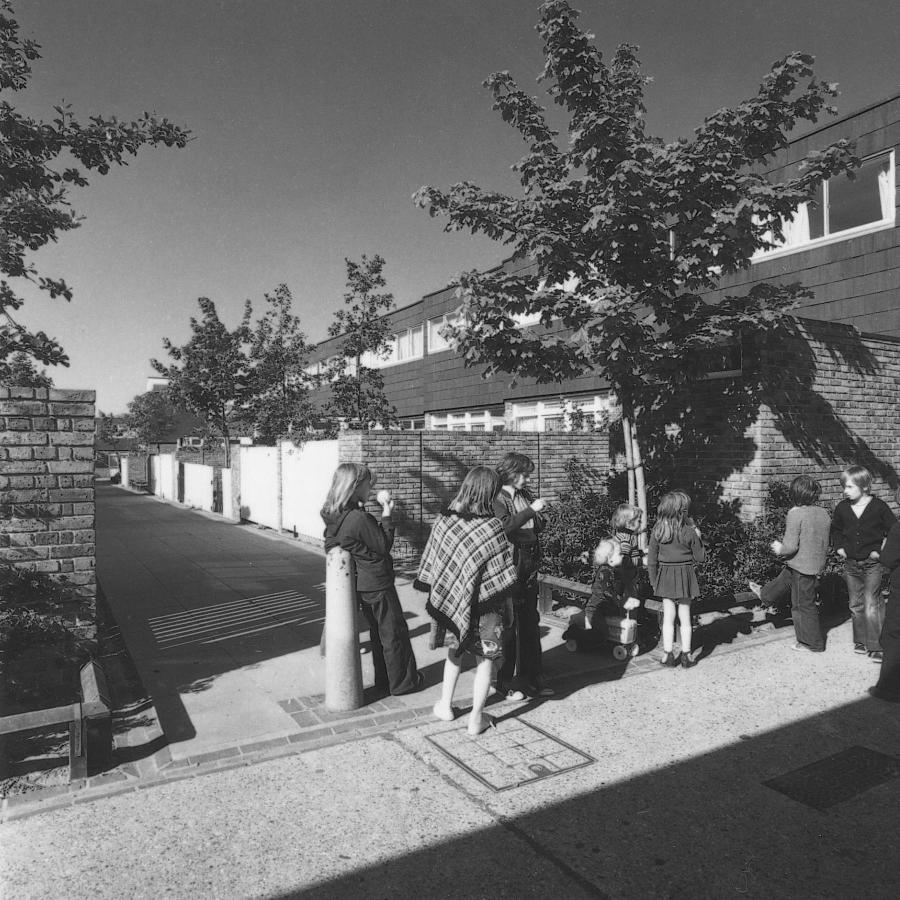 a photo of people standing in an estate