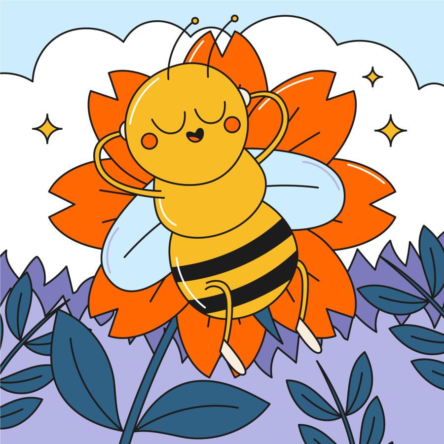a picture of a drawn bee