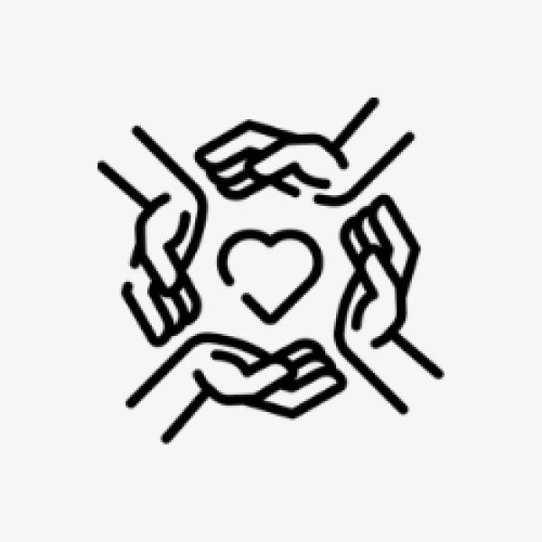 hands in a circle around a heart