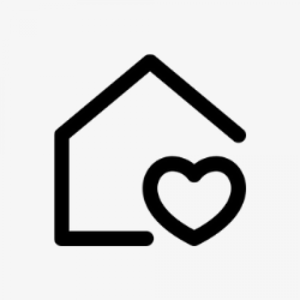 Icon of a home with a heart in the bottom right corner