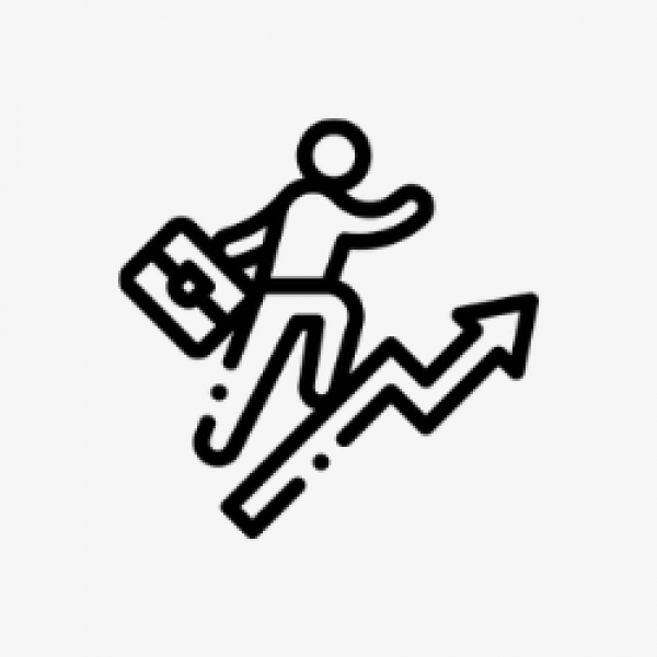 icon of a person striding up a graph line